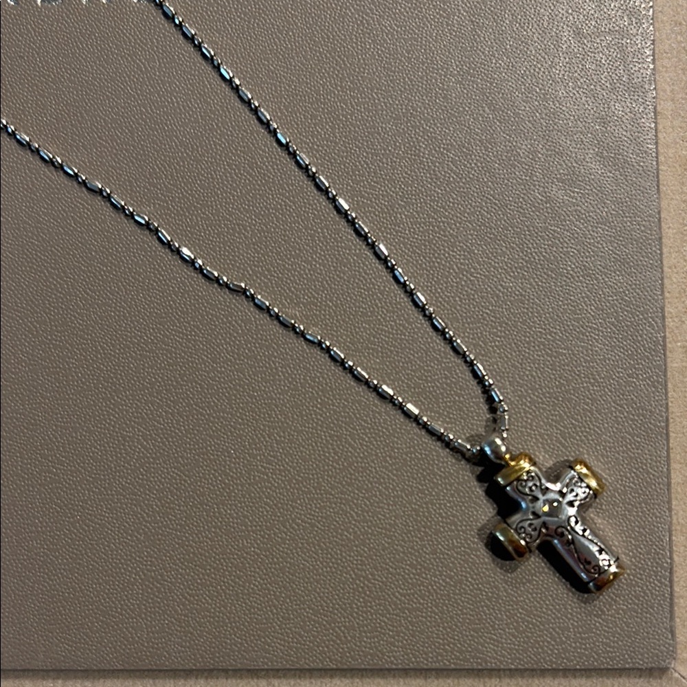 Brighton Silver and Gold Two-Tone Cross Necklace